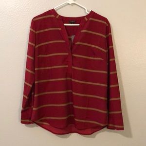 Talbots Medium Petite Red and Gold Stripe top